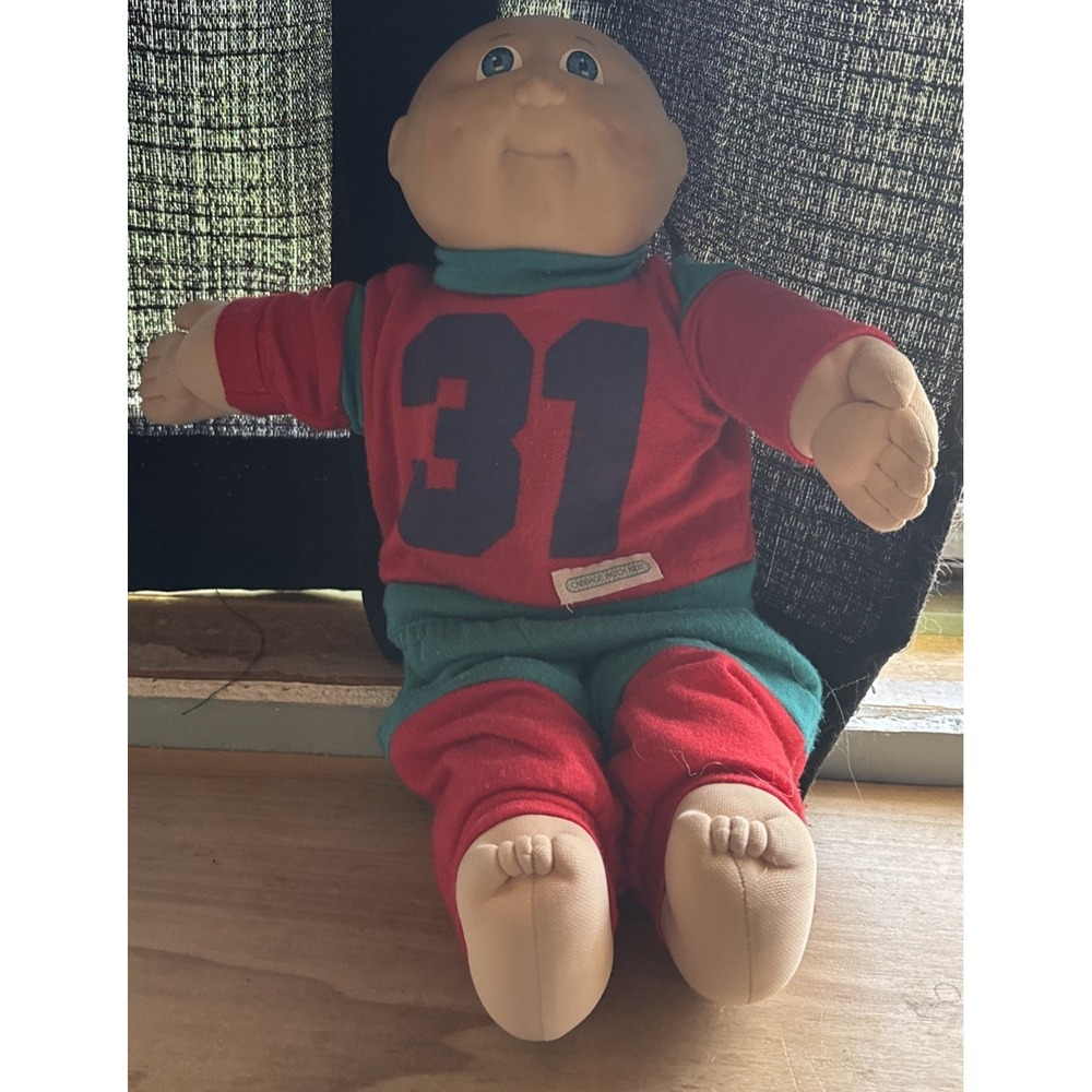 VTG 1985 Cabbage Patch Kids Boy Football Player, Blonde Hair, Blue Eyes, HM #3